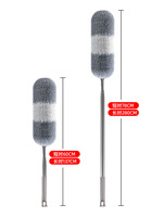 Plumeau en microfibre rétractable télescopique portable flexible avec manche réglable en acier inoxydable pour ventilateurs de plafond et dépoussiérage