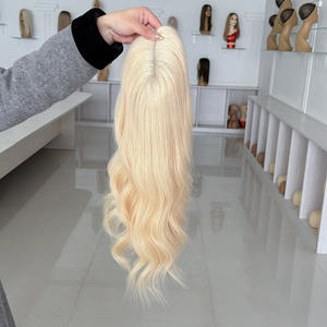 Nouvelle perruque européenne durable et respirante, cheveux blonds ondulés, 14-18 pouces, mono top 5*6, postiche en cheveux humains pour femme blanche # 60 Couleurs - Product Image 5