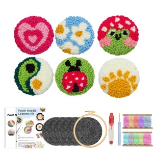 Kit de bordado para adultos y niños: Base de tela para posavasos con aguja mágica para punto de cruz y costura - Product Image 3