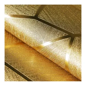 3D interior gold design wall wallpaper, China factory waterproof Metallic Wallpaper