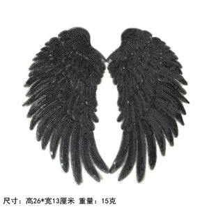 Patch Ricamate <span class=keywords><strong>con</strong></span> Paillettes a Forma di Ali d'Angelo all'Ingrosso, Disponibili in Nero, Rosso, Oro e <span class=keywords><strong>Argento</strong></span> - Product Image 4