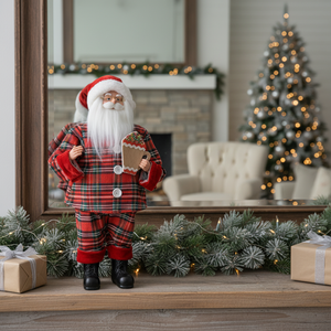Statue de Noël Artisanale Élégante Père Noël Bordeaux 60 cm – Meilleure Vente - Product Image 3