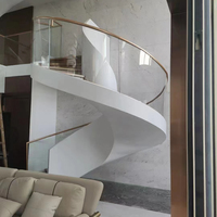 VIKO – escalier incurvé en acier au carbone, marbre gris, escalier moderne pour la maison