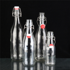 Hermétique bière jus de boisson de soude kombucha boissons gazeuses bouteilles en verre transparent avec plateau pivotant - Product Image 5