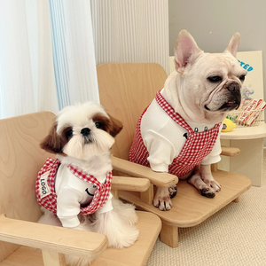 Adorable peto rojo a cuadros para perro, ropa cálida de otoño e invierno para mascotas, atuendo suave para cachorros - Product Image 5