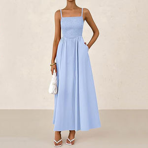 Robe longue décontractée et élégante sans bretelles en tricot avec plis froncés pour <span class=keywords><strong>femme</strong></span> – Vente en gros - Product Image 5