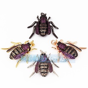 Bijoux bricolage <span class=keywords><strong>en</strong></span> cuivre plaqué or couleur Zircon pendentif accessoires insectes série mites Tenebrae coccinelles abeilles pendentifs - Product Image 6