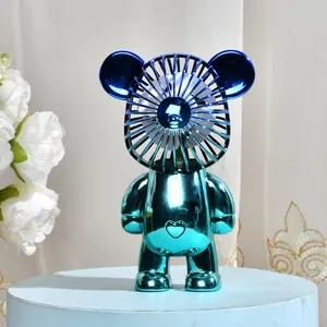 Mini Portable Hand Bear Electric Fans Cooling Small Rechargeable Table Stand Usb Handheld Fan Car RGB Fans
