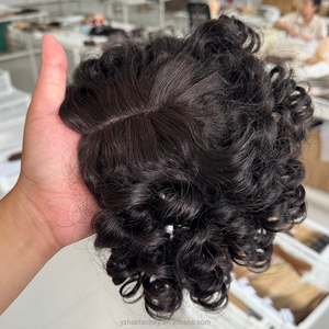 ท็อปเปอร์ผมแท้ 100% จากรัสเซีย สีบลอนด์ไฮไลท์  ฐานโมโน  ถักด้วยมือ สำหรับผู้หญิง - Product Image 5