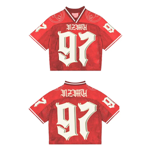 Venta al por mayor de fábrica: Camiseta de fútbol ligera para hombre, estilo holgado, de malla transpirable, con logo personalizado impreso, hombros caídos, estilo urbano. - Product Image 2