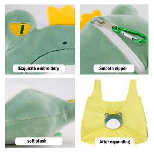 Sac de courses pliable standard en nylon ripstop recyclé, personnalisé avec des animaux en peluche, réutilisable, avec étiquette - Product Image 5