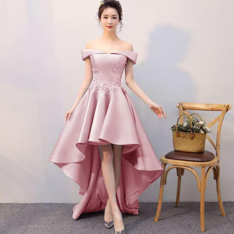 Luxury Satin Evening Dresses for Women Short Front Long Back