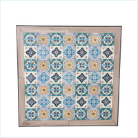Mesa de Mosaico para Patio, Mesa de Café para Balcón Exterior, Mesa Cuadrada de Metal y Hierro Impermeable, Azulejos de Cerámica, Muebles Plegables de Mosaico