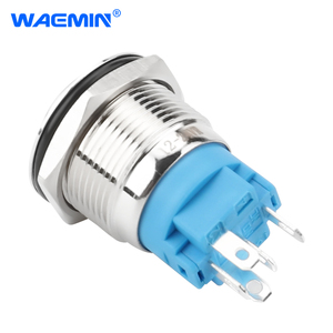 19mm धातु पुश बटन स्विच पैनल छेद लाल अंगूठी प्रकाश पावर प्रतीक 3-6v बंद पर फ्लैट सिर ताला 5 पिन कार घंटी - Product Image 3