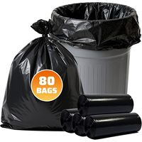 Bolsas de basura de 55-60 galones, paquete de 80, resistentes a desgarros, de plástico negro, para uso comercial.