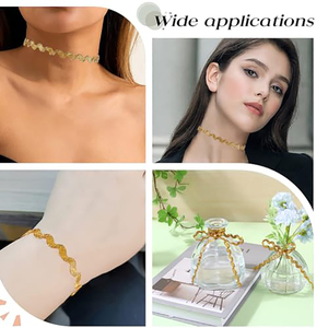 ริบบิ้นถักลายก้างปลาสีทองขนาด 5 มม. เป็นมิตรกับสิ่งแวดล้อม ผลิตจากโพลีเอสเตอร์ 100% สำหรับงานตัดเย็บเสื้อผ้า หมวก งานฝีมือ DIY ชุดแต่งงาน - Product Image 6