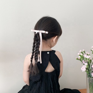 אביזרים לשיער ילדים אלגנטיים צבע מוצק bowknot ברורט קליפים סרט אופנה עיצוב עבור מסיבות בית הספר היומי-בד מתכת - Product Image 4