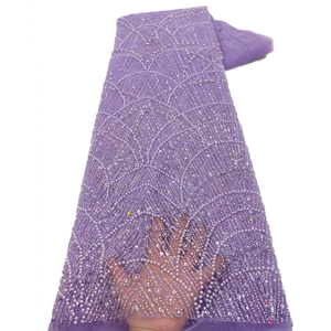 NI.AI nijerya boncuklu ve pullu Net dantel gelin işlemeli tül dantel kumaş ile inciler kadın düğün parti malzeme - Product Image 6