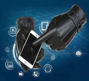 Top qualité hommes coupe-vent gants thermiques hiver chaud temps froid anti-dérapant cyclisme gants en cuir PU personnaliser Logo en gros - Product Image 3