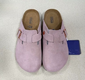 Sandales plates d'extérieur tendance en daim et liège, mules sabots avec semelle intérieure en liège massif, style Birkenstock allemand - Product Image 5