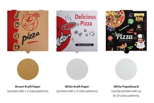 Caixas de pizza personalizadas de papel Kraft ondulado impressas 6 7 8 9 10 12 Polegadas com logotipo Paleo Boite A caixa de massa de pizza 33 cm 30x30
