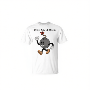 T-shirt Calm Like A Bomb con design retrò a fumetti, taglia unisex per adulti - Product Image 2