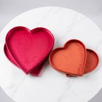 Boîte à bijoux en forme de cœur avec couvercle et base, papier texturé soyeux, boîte cadeau romantique pour la Saint-Valentin, anniversaire, mariage, fête