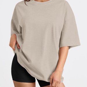 2025 Trendy Womens Queen Oversized Summer Gym Tops Casual Solid <b>Canvas</b> Workout Clothes Plus Size Short Sleeve <b>Plain</b> Dyed Knitted - Product Image 2
