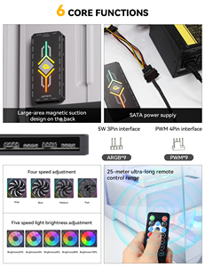 upHere RGB Fan Hub Kontrol Cihazı 9 Port, ARGB 5V 3Pin + PWM 4 Pin Bölücü, SATA Güç Kaynağı, Uzaktan Kumandalı PC Kasa Fan Hub'ı - Product Image 4
