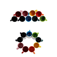 Tasse à café en céramique à double couleurs avec logo personnalisé et poignée colorée pour impression de cadeaux d'affaires personnalisés