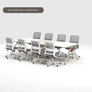 <span class=keywords><strong>Table</strong></span> de conférence moderne et simple pour 10 personnes avec boîte de câblage intégrée, combinaison de chaises pour petite salle de <span class=keywords><strong>réunion</strong></span>, idéale pour le bureau, la réception et les invités - Product Image 3