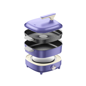 2025 Trending Hot Selling 4L Multifunctional Home Integrated Electric Cooking Pot with <b>Grill</b> <b>Pan</b> Double <b>Handle</b> Non-stick Pot - Product Image 1