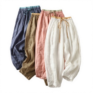 Boutique Wholesale <b>Summer</b> New Fashionable Loose and Slimming Casual Breathable Canvas Nonwoven High Waist Wide Leg Women's <b>Pants</b> - Product Image 3
