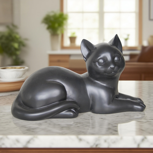 Figura Decorativa de Gato Acogedor <span class=keywords><strong>en</strong></span> Resina Negra Mate, Escultura Artística Moderna para Interiores y Exteriores, Adorno Artesanal para el Hogar - Product Image 3