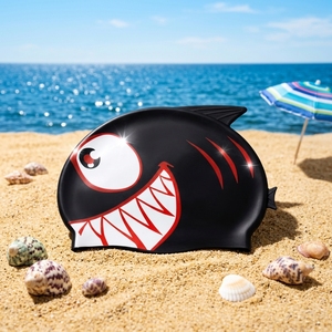 Bonnet de bain en silicone 100% haute élasticité avec logo personnalisé, motif poisson de dessin animé, ajustement confortable pour <span class=keywords><strong>cheveux</strong></span> courts, pour enfant - Product Image 5