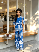 Ensemble 2 pièces formel uni grande taille pour femme, avec chemisier à revers courts et pantalon large, coupe classique, tenue de vacances ODM