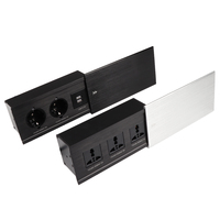 Panel Deslizante de Aleación de Aluminio Fynova, Caja de Conexiones Multimedia Integrada en la Superficie de la Mesa de Conferencias con Puerto USB Europeo