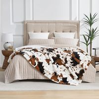 Plaid en fausse fourrure à motif vache, doux, chaud et moelleux, en polaire, pour canapé, lit, décoration intérieure