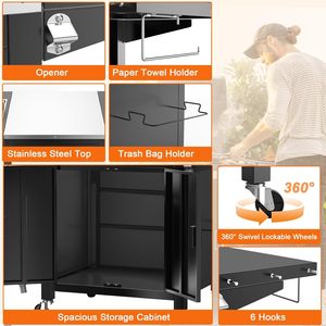 Armoires de cuisine d'extérieur, armoire de rangement verrouillable en acier inoxydable, bac à glace pour évier, table de préparation de patio pour la cuisson au barbecue - Product Image 4