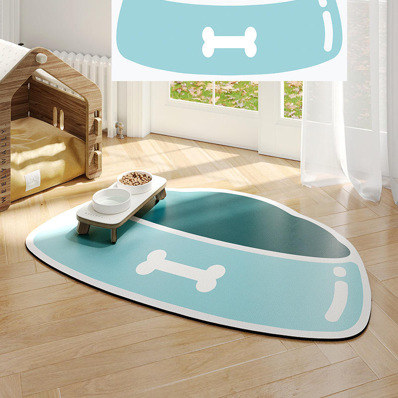 แผ่นรองอาหารสัตว์เลี้ยงแบบไม่ต้องล้าง - ชามอาหารสุนัข สีฟ้า