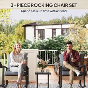 <span class=keywords><strong>Ensemble</strong></span> <span class=keywords><strong>table</strong></span> <span class=keywords><strong>et</strong></span> chaises de loisirs d'extérieur modernes <span class=keywords><strong>Chaise</strong></span> à bascule tressée en rotin trois pièces pour <span class=keywords><strong>balcon</strong></span> ou villa pour hôtels - Product Image 6