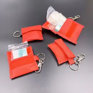 MM-CPR007 LOGO usa e getta mini Pocket Life Key Breathing CPR Face Shield con custodia portachiavi con maschera a valvola unidirezionale per pronto soccorso