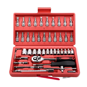 Jeu de clés mixtes portables en acier au carbone, 46 pièces, populaire, pour réparation automobile, outils à main OEM, douilles à tête carrée, entraînement 1/2 pouce, garantie 1 an - Product Image 1