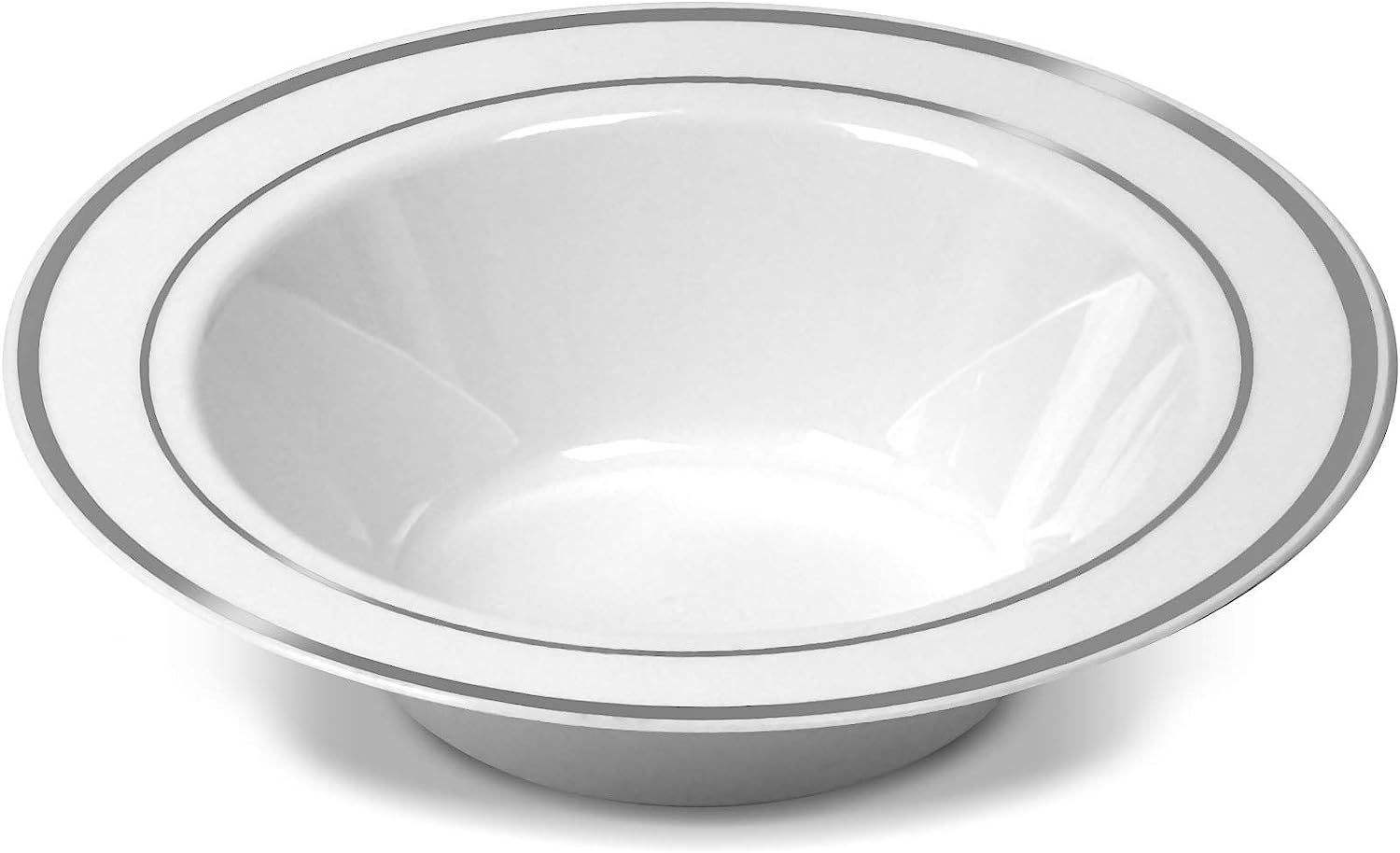 Assiette creuse à bordure argentée