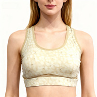 Soutien-gorge de sport respirant pour femme avec découpes, motif mouette dorée imprimé par transfert thermique, bretelles croisées, OEM ODM, vêtements de yoga