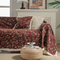 Housse de canapé épaisse en jacquard vintage de style ethnique résistante aux griffures de chat, une seule pièce, pour salon