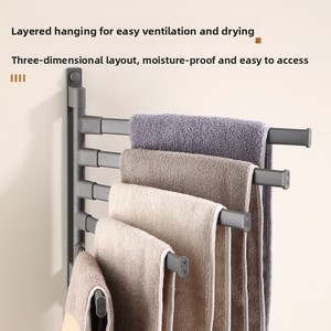 Thiết kế hiện đại phòng tắm và nhà vệ sinh treo tường góc khăn giá không khoan xoay thanh khăn - Product Image 3