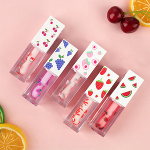 ลิปออยล์แบบหลอดสี่เหลี่ยมปรับแต่งได้ MLM, ชุดลิปออยล์กลิ่นผลไม้ 3 ชิ้น, ฝาหลอดสี่เหลี่ยมพิมพ์ลายได้, ลิปกลอสเนื้อฉ่ำบำรุงริมฝีปาก - Product Image 3