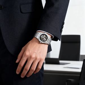 Montre-bracelet pour homme BESSERON en acier inoxydable, mouvement mécanique, résistance à l'eau 5 BAR, design minimaliste, logo personnalisé OEM professionnel. - Product Image 4