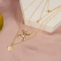 Collier chaîne multicouche lune, en acier inoxydable, pendentif en or, pour femmes, nouvelle tendance, bijoux féminins, 2022